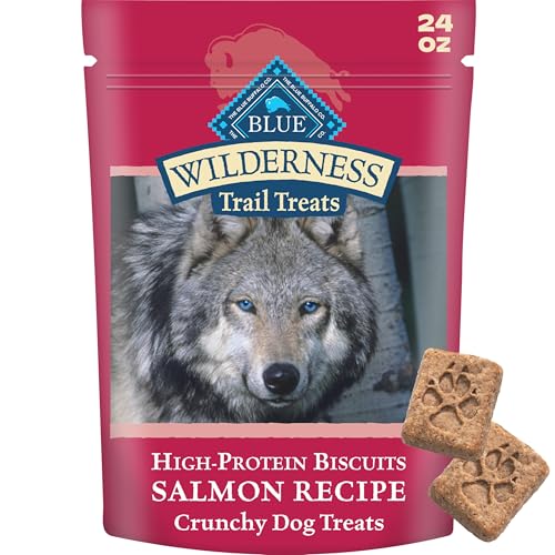 Blue Buffalo Wilderness Trail Treats Crunchy Dog Biscuits, Grain-Free and High-Protein Dog Treats Made with Natural Ingredients, Salmon Recipe 24-oz