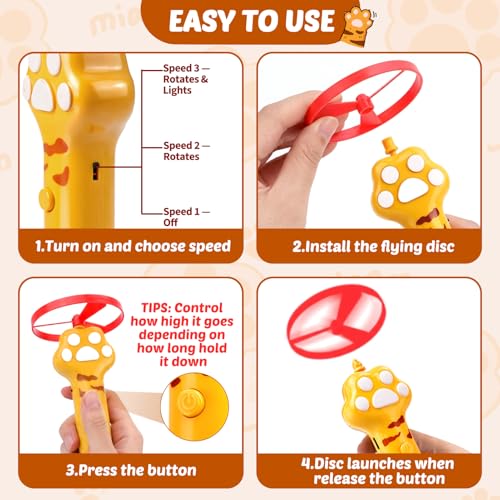 BABORUI Cat Toy Disc Launcher, Rechargeable Interactive Cat Fetch Toy Launcher with 8 Flying Discs, Flying Enrichment Toys for Indoor Bored Kittens