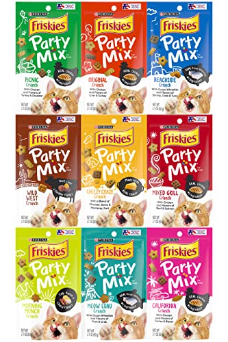 Friskies Party Mix Crunch Variety Pack (9 Flavors) - Wild West, Morning Munch, Mixed Grill, Picnic, Beachside, Cheezy Craze, Original, California