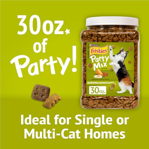 Purina Friskies Party Mix Morning Munch Crunch Egg, Bacon and Cheese Flavors Cat Treats - 30 oz Canister