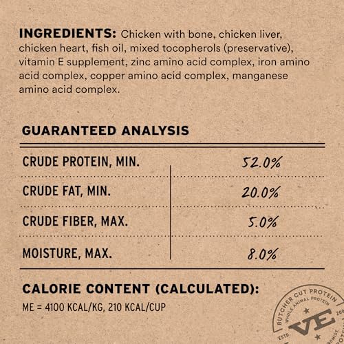 Vital Essentials Freeze Dried Cat Food, Raw Chicken Crunchy Mini Nibs | Complete Meal or Topper | 96% Chicken, Organs & Bone | Limited Ingredient