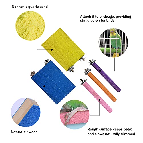 Hamiledyi 5 Pcs Parrot Perch Stand Natural Wood Bird Perch Stand Platform Paw Grinding Sticks Cage Accessories Exercise Toys for Budgies Parakeets