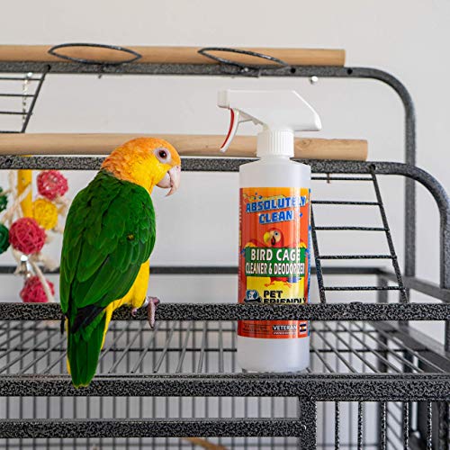 Absolutely Clean Amazing Bird Cage Cleaner and Deodorizer - Just Spray/Wipe - Safely & Easily Removes Bird Messes Quickly and Easily - Made in The US