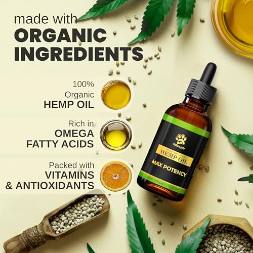 Billion Pets - Hemp Oil for Dogs and Cats - Helps with Anxiety, Pain, Stress, Sleep, Arthritis, Seizures Relief - Hip and Joint Support - Calming