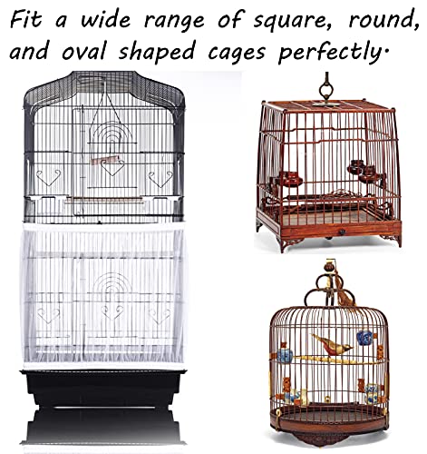 Tamu style Bird Cage Seed Catcher, Large, Stretchy Form Fitting Mesh Skirt Cover for Parrot Enclosures, Light and Breathable Fabric, Prevent Scatter