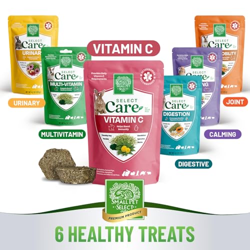 Small Pet Select - Select Care Vitamin C Support Supplement, Natural High Fiber Timothy Hay Based Treats for Rabbits, Guinea Pigs, Hamsters, Other
