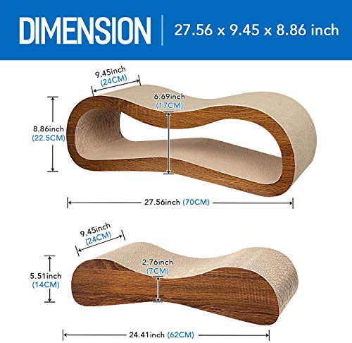 Simple Delxue Cat Scratcher, 2 in 1 Cat Scratching Board, Cat Cardboard, Scratch Lounger, Large, 27.56 x9.45 x8.86 inch
