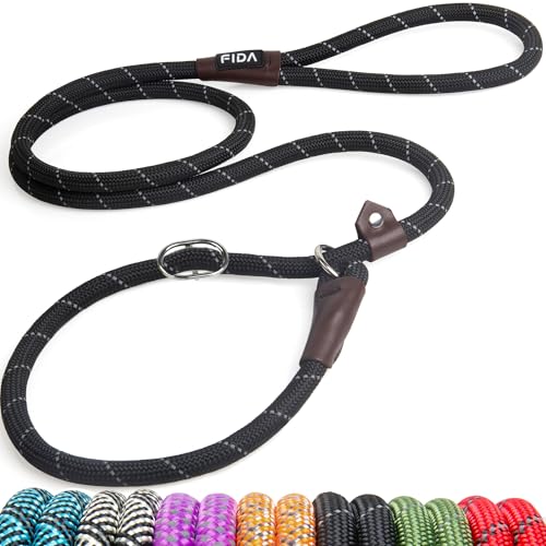 Fida Durable Slip Lead Dog Leash, 6 FT x 1/2" Heavy Duty Dog Loop Leashes, Comfortable Strong Rope Slip Leash for Large Medium Dogs, No Pull Pet