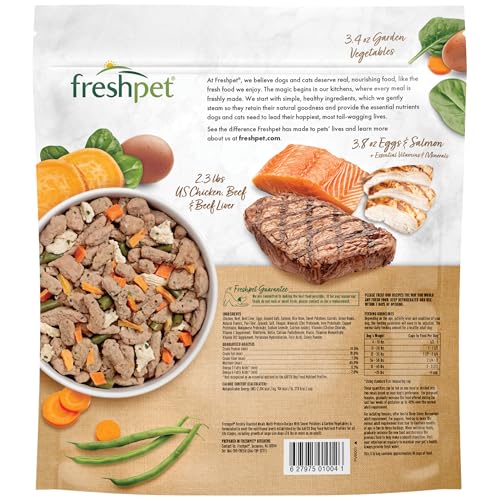 Freshpet Dog Food, Multi-Protein Complete Meal, Chicken, Beef, Egg and Salmon Recipe, 3Lb