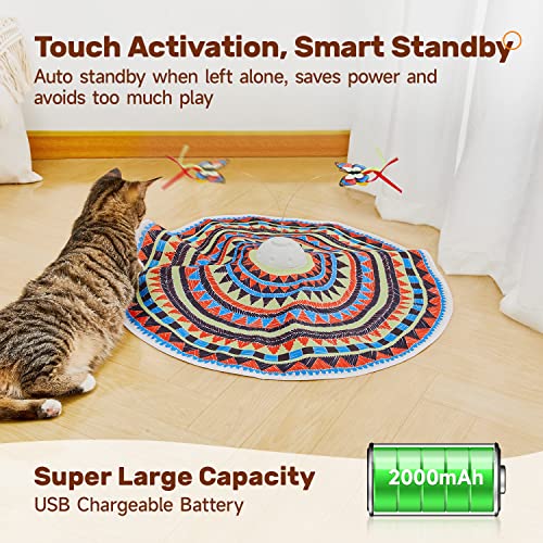 Potaroma Cat Toys Chargeable, 3in1 Hide and Seek, Automatic Interactive Fun, Fluttering Butterfly, Moving Feather, Kitten Wand, Indoor Kitty Exercise
