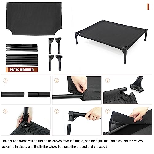 Garnpet Elevated Dog Bed for Large Dogs, Raised Dog Cot Fits Up to 120 LBs, Heavy Duty Pet Cots with Durable Supportive Teslin Recyclable Washable