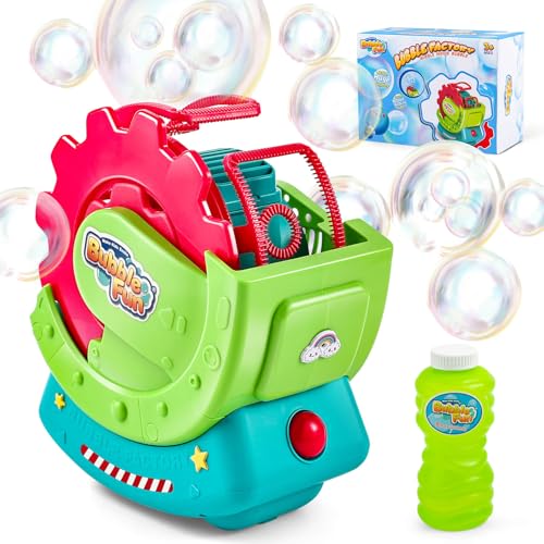 Bubble Machine for Toddlers Kids & Pets, with 8oz Safe Solution, Extra Large & Bubbles in Bubble Maker, Children & Pets Dog Toys Gift, Indoor/Outdoor