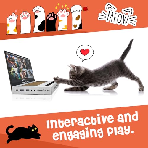 Cat Scratcher Laptop Cat Toy with 'Mouse' Jingle Ball, Stickers, 3-in-1 Cardboard Cat Interactive Toy, Kitten Cardboard Scratching Pad