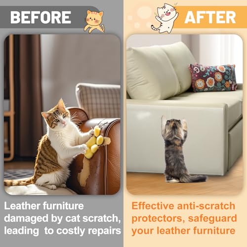 Acostop Cat Scratch Furniture Protector - Specially Designed for Leather Furniture, Easy to Remove Anti-Scratch Couch Protector from Cat, No Pins, 16