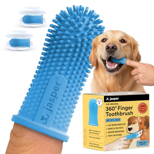 Jasper Dog Toothbrush, 360 Dog Tooth Brushing Kit, Finger Toothbrush, Cat Tooth Brush, Teeth Cleaning, Pet Tooth Brush for Small & Large Pets, Pet