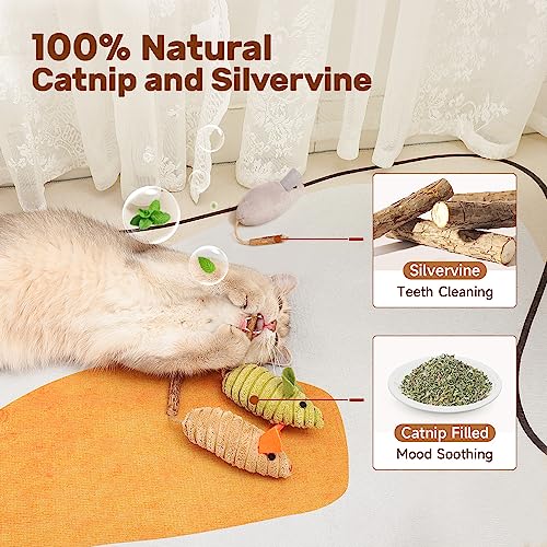 Potaroma Cat Toys: 3pcs Squeak Mice Interactive Catnip Silvervine Animals for Indoor Kittens - Dental Matatabi Cat Nip & Chew Exercise Toy for All