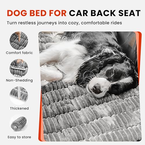 HiPetpy Backseat Dog Bed Mat for Car, Non-Slip Dog Bed for Car Back Seat, Soft & Cozy Dogs Blanket, Washable Travel Pet Mat Seat Protector for Cars