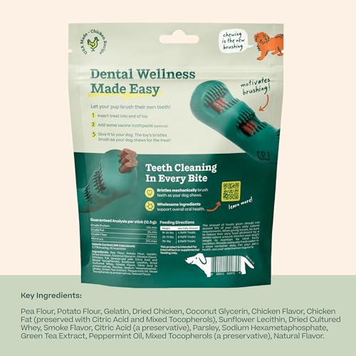 WOOF - Bite n' Brush Refills Treats for the Dog Toothbrush Toy - Scrub Plaque and Tartar from Your Dog's Teeth and Mouth - Dog Dental Sticks - 18
