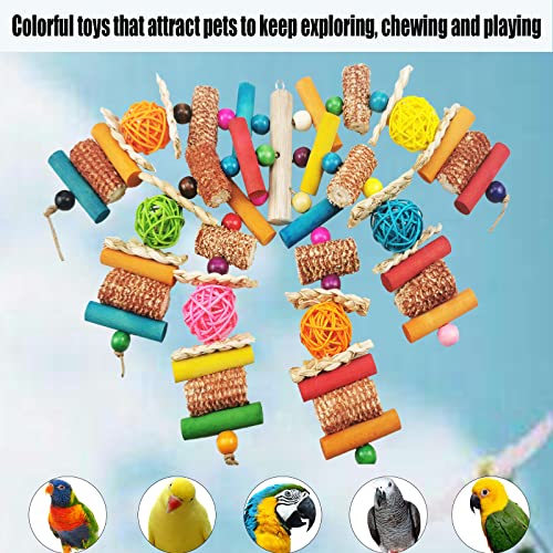 Bird Toys, Parrot Toys for Large Birds, Natural Peppered Wood African Grey Parrots, Macaws, Cockatoos,  Parrot chew Toys, Aviary Hanging Toys