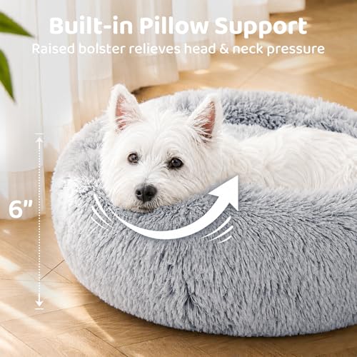 JOLLYVOGUE Dog Bed, Calming Anti-Anxiety Large Dog Bed, Fluffy Donut Cushion for Medium and Large Pets (27"/30"/36")