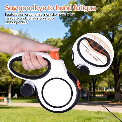 26Ft Heavy Duty Retractable Dog Leash with Dispenser and Poop Bags, for Small, Medium & Large Dogs Up to 110Lbs, 360° Tangle-Free Design and a