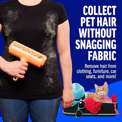 ChomChom Roller Pet Hair Remover – Original Size Reusable Lint Roller for Cat & Dog Hair on Furniture, Couch, Carpet, Car, Rugs & Bedding – Portable, Eco-Friendly (Cat)