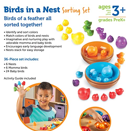 Learning Resources Birds in a Nest Sorting Set - 36 Pieces, Ages 3+ Toddler Learning Toys, Educational Toys for Toddlers