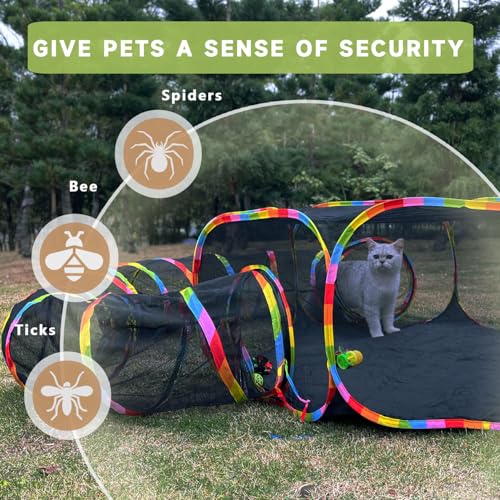 Outdoor Cat Enclosures, Cat Playground Portable Catio Mesh Tent, Outside Circle Playpen Tunnel for Kitty, Rabbit, Puppy and Small Animals
