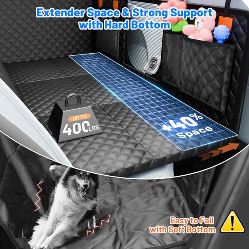 Dog Car Seat Cover for Back Seat with Hard Bottom,Waterproof Back Seat Extender for Dogs,Dog Hammock Dogs Bed for Cars, SUVs,Pet Seat Cover for Back