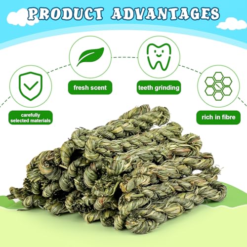 25pcs Rabbit Timothy Hay Toy for Bunny Small Animal Treats Natural Grass Stick Chew Toys Snacks Molar Teeth Grinding for Guinea Pigs Chinchillas