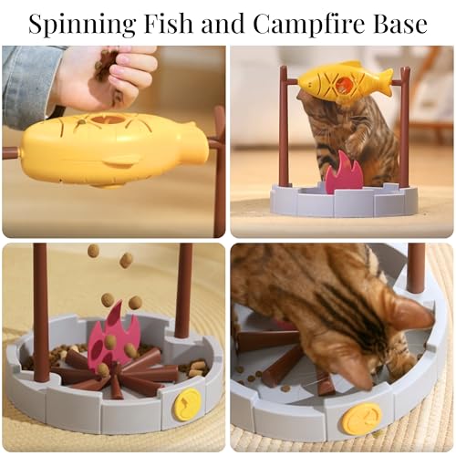 PetPals Cat Slow Feeder, Treat Dispenser - Interactive Cat Puzzle Toy for Small Pets & Kittens, Mental Stimulation Pet Food Feeding Toy, Dry Food