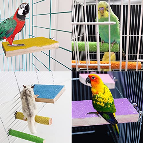 Hamiledyi 5 Pcs Parrot Perch Stand Natural Wood Bird Perch Stand Platform Paw Grinding Sticks Cage Accessories Exercise Toys for Budgies Parakeets