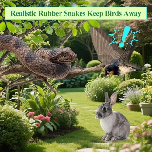3PCS Rubber Snakes Fake Snake, Realistic Rubber Snake Toy to Keep Birds Away for Garden, Lifelike Plastic Fake Snakes Prank Toys for Men, Adults Kids