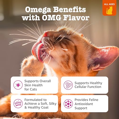Zesty Paws Omega Cat Mousse Squeezable Cat Treats - with Seaweed, Omega Fatty Acids, Antioxidants Vitamins & Minerals - Skin & Coat Support for Cats