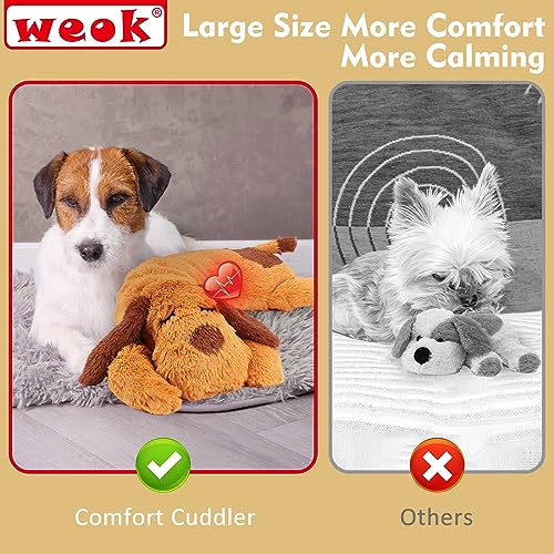 WEOK Heartbeat Puppy Toy, Comfort Cuddler Pillow, Dog Anxiety Relief Calming Aid,Heartbeat Stuffed Toy for Dogs,Puppy Heartbeat Toy Sleep Aid,Dog