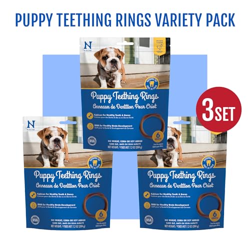 N-Bone Puppy Teething Rings Chicken Flavor Dog Treat, 18 Rings Total, 21.6-oz - Natural Puppy Chew Toys Alternative for Teething Discomfort - Small