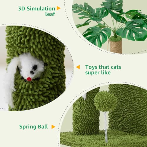 Woochpet 37" Cat Tree Tower for Indoor Cats Multi-Functional Comfy Cat Bed - with Sturdy Scratching Post, Cozy Hammock for Kittens and Small