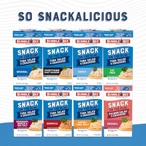 Bumble Bee Snack On The Run! Protein Pack, 8g per Box - Original Tuna Salad with Crackers Kit - Ready to Eat Easy-Open Can - Wild Caught
