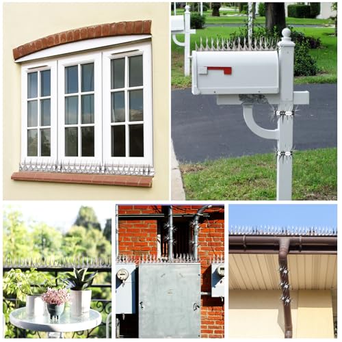 Bird Spikes 40 Inch Stainless Steel Bird Deterrent, Snake and Raccoon Deterrent, Squirrel Baffles for Bird Feeders, Anti Climb Spikes