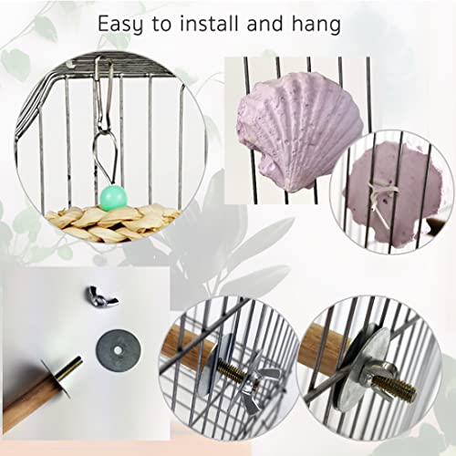Parrot Chewing Toys (6 pcs) Natural Cuttlebone Bird Beak Trimmer Grinding Stone Lava Block Calcium Stone Bird Perch Cage Toys for Small and Medium