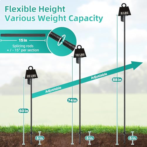 Bird House Pole,74 Inch Heavy Duty Bird Feeder Pole Mount Kit for Outdoors, 5-Prong Base, Splicing Adjustable Feeding Stand Station for Birds