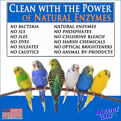 Absolutely Clean Amazing Bird Cage Cleaner and Deodorizer - Just Spray/Wipe - Safely & Easily Removes Bird Messes Quickly and Easily - Made in The US