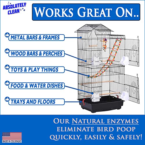 Absolutely Clean Amazing Bird Cage Cleaner and Deodorizer - Just Spray/Wipe - Safely & Easily Removes Bird Messes Quickly and Easily - Made in The US