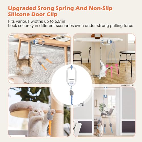 Interactive Cat Toy, Flapping Bird & Rotating Feather Teaser for Indoor Cats, Hanging Doorway Cat Toys with Fishing Pole for Exercise, Boredom Relief