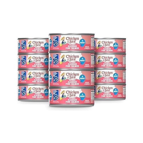 Chicken of the Sea Alaskan Pink Canned Salmon in Water, 5 Ounce Cans, 12-Count – High Protein Skinless & Boneless Wild Caught Salmon – Delicious Wild