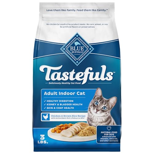 Blue Buffalo Tastefuls Adult Indoor Dry Cat Food, Chicken & Brown Rice, 3-lb Bag
