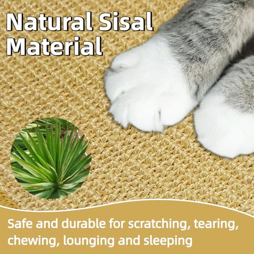 DYAUS Rabbit Scratching Pad, Sisal Bunny Scratch Pad, Natural Rabbit Foraging Mats for Cages, Indoor Bunny Toys Accessories for Bedding Biting