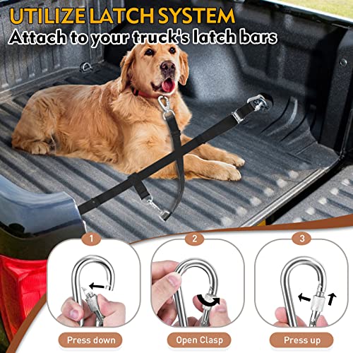 Heavy Duty Dog Leash System - Truck Bed Barrier & Pick-Up Restraint Lead for Dogs Up to 150lbs