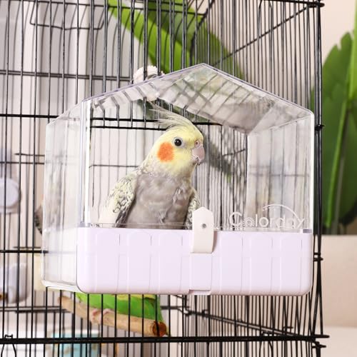 Colorday Bird Bath for Cage, Parrot Bath for Small to Medium Birds, Cockatiels, Parakeets, Budgie, Quaker, Conure, Lovebirds, Finches(6.7X6.7X7.74