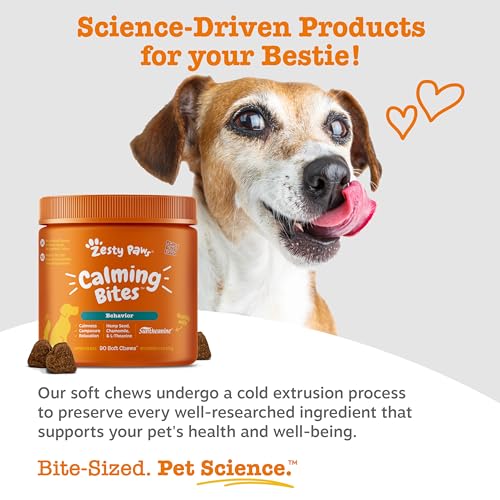Zesty Paws Calming Chews for Dogs Composure & Relaxation for Everyday Stress & Separation Peanut Butter 90 Count